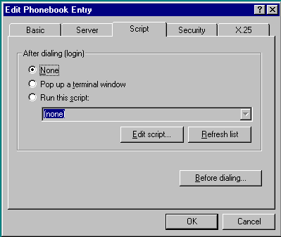 Phonebook Entry / Script tab